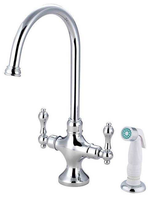 Spread Kitchen Faucet With Non Metallic Sprayer