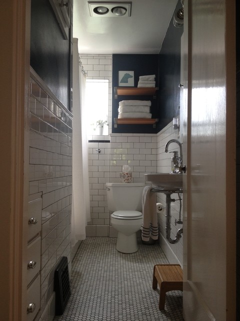 small, narrow bathroom remodel - traditional - bathroom - portland