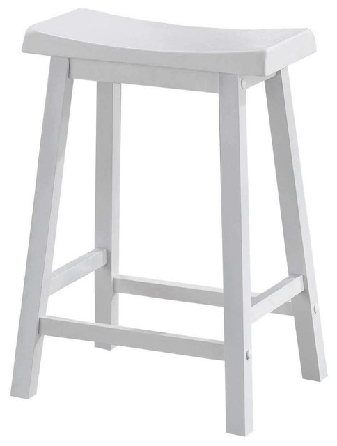 Barstool 2 Pieces 24 H White Saddle Seat Barstool 2 Pieces 24 H White Saddle Seat