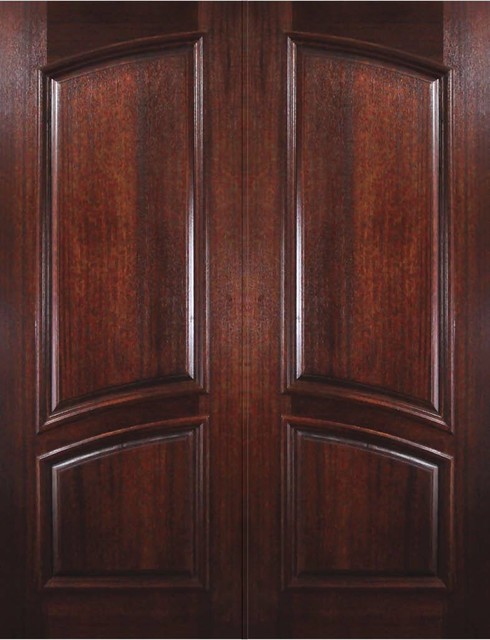 Prehung Entry Double Door 96 Wood Mahogany 2 Panel Square Top Solid