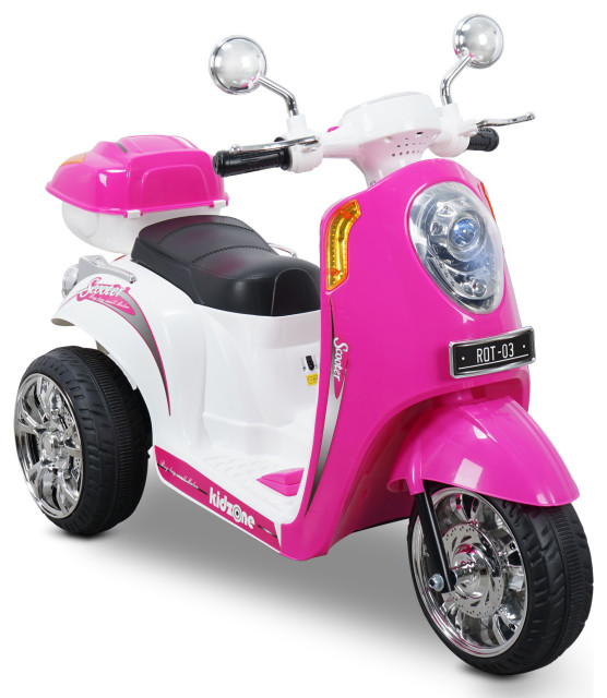 Kids Ride On Scooter Bike 3 Wheel Motorbike 6v Battery With Music Pink Contemporary Kids Toys And Games By Onebigoutlet Houzz