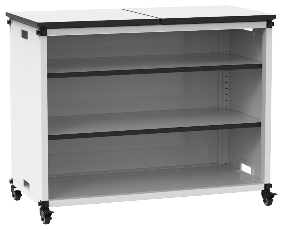 Modular Bookshelf/Storage Cabinet - Wide Module with Casters, Gray