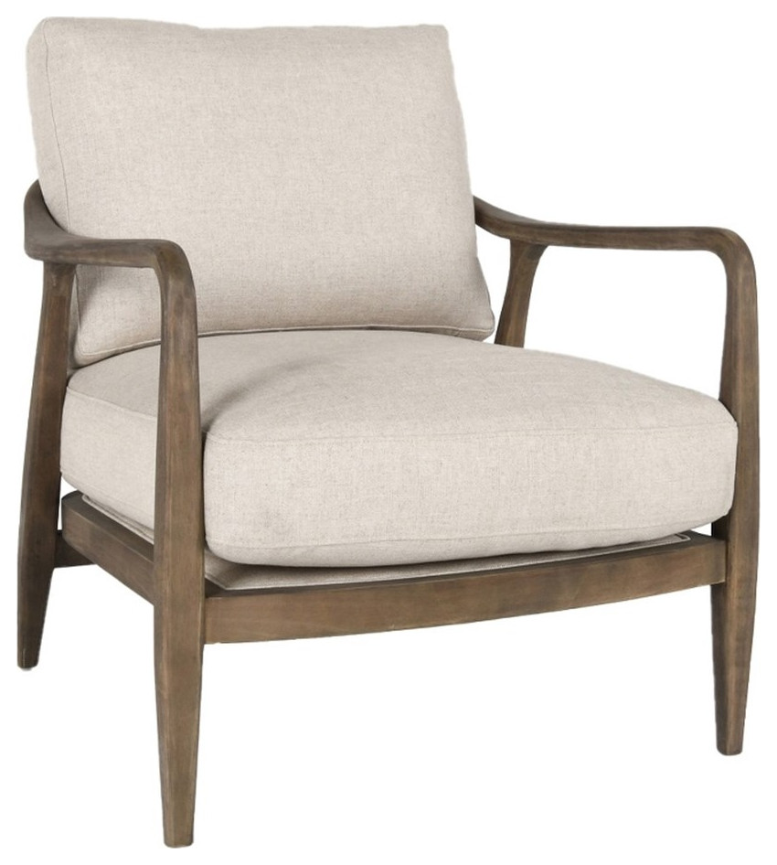 Kosas Home Monarch Removable Back Fabric Accent Chair in Natural/Beige Midcentury Armchairs
