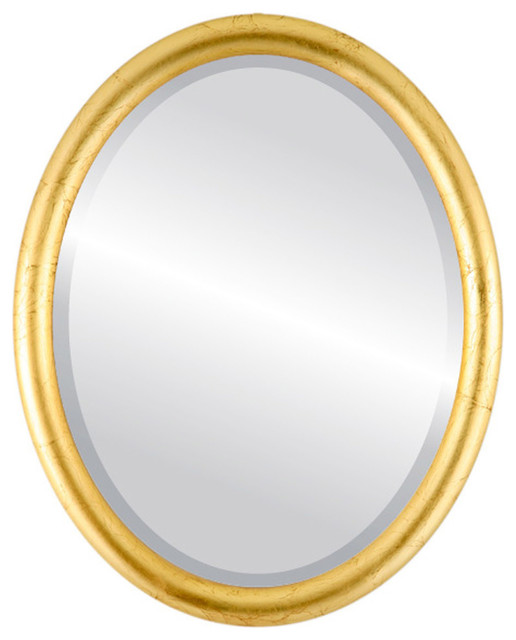 Pasadena Framed Oval Mirror, Gold Leaf, 17"x21" Contemporary Wall