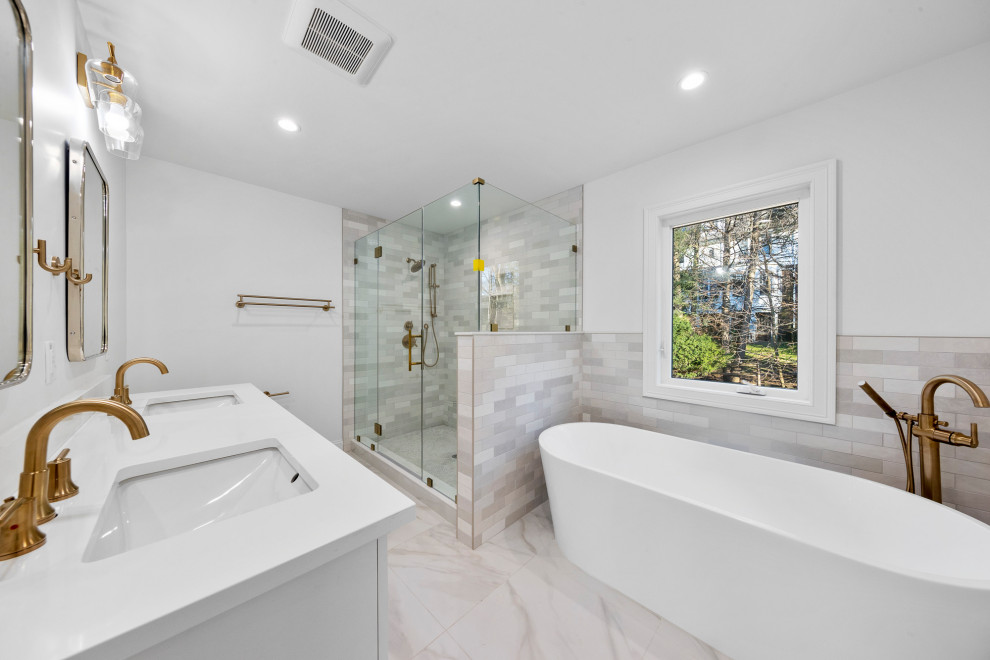 Primary Bathroom With Soaking Tub | Gut Remodel Haworth NJ