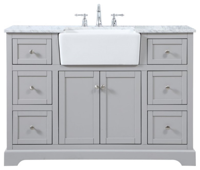 48" Single Bathroom Vanity, Black Transitional Bathroom Vanities