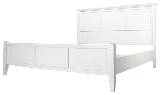 A-America Northlake Coastal Cottage Solid Wood King Panel Bed in White Linen