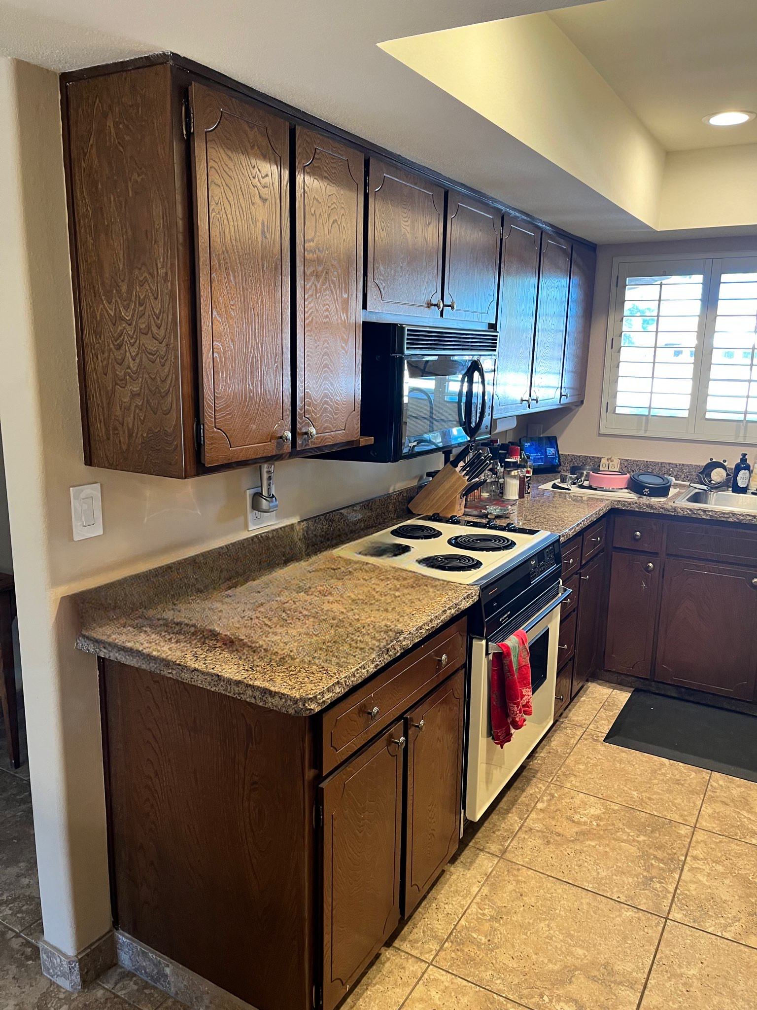 White Kitchen Reface with Custom Built In Dry Bar