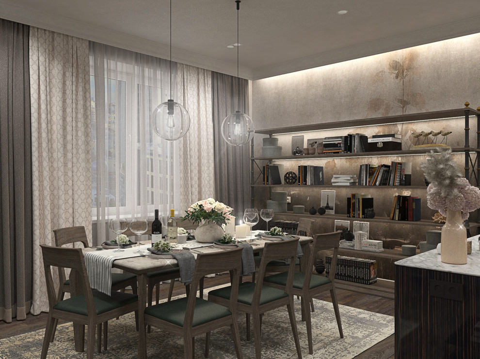 Гостиная, кухня и полноценная столовая в одном помещении