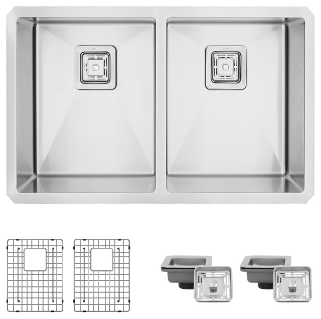 STYLISH 30" Premium Handcrafted Undermount 16G Stainless Steel Sink With Grids