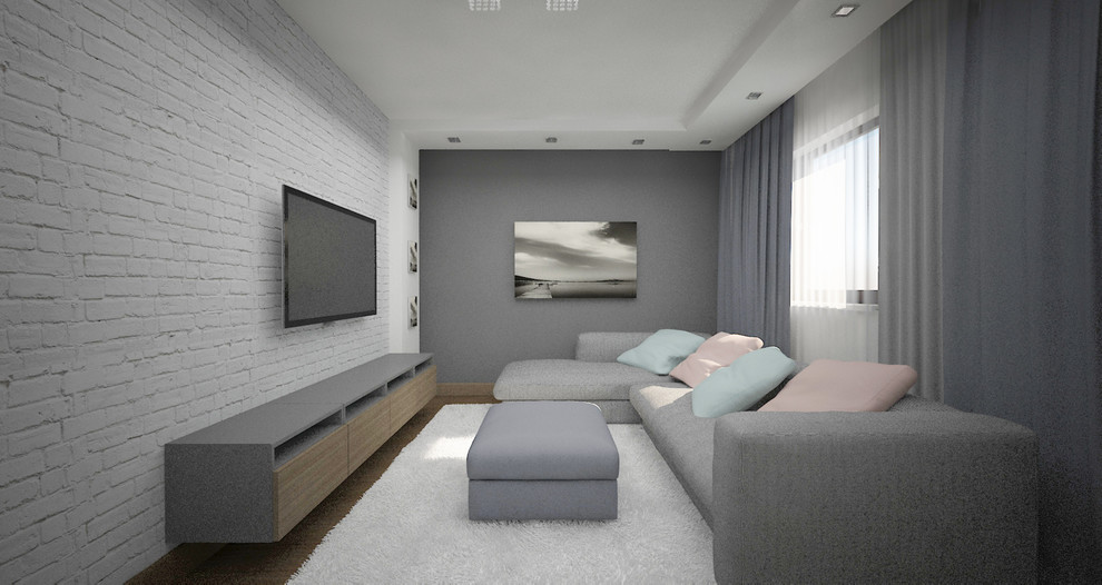 Визуализация гостиной. Проект загородного дома (2 этажа, 160 кв.м.)