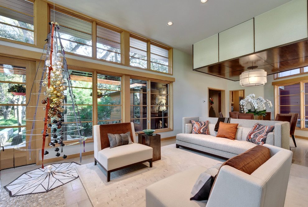 Contemporary formal open concept living room in Austin.
