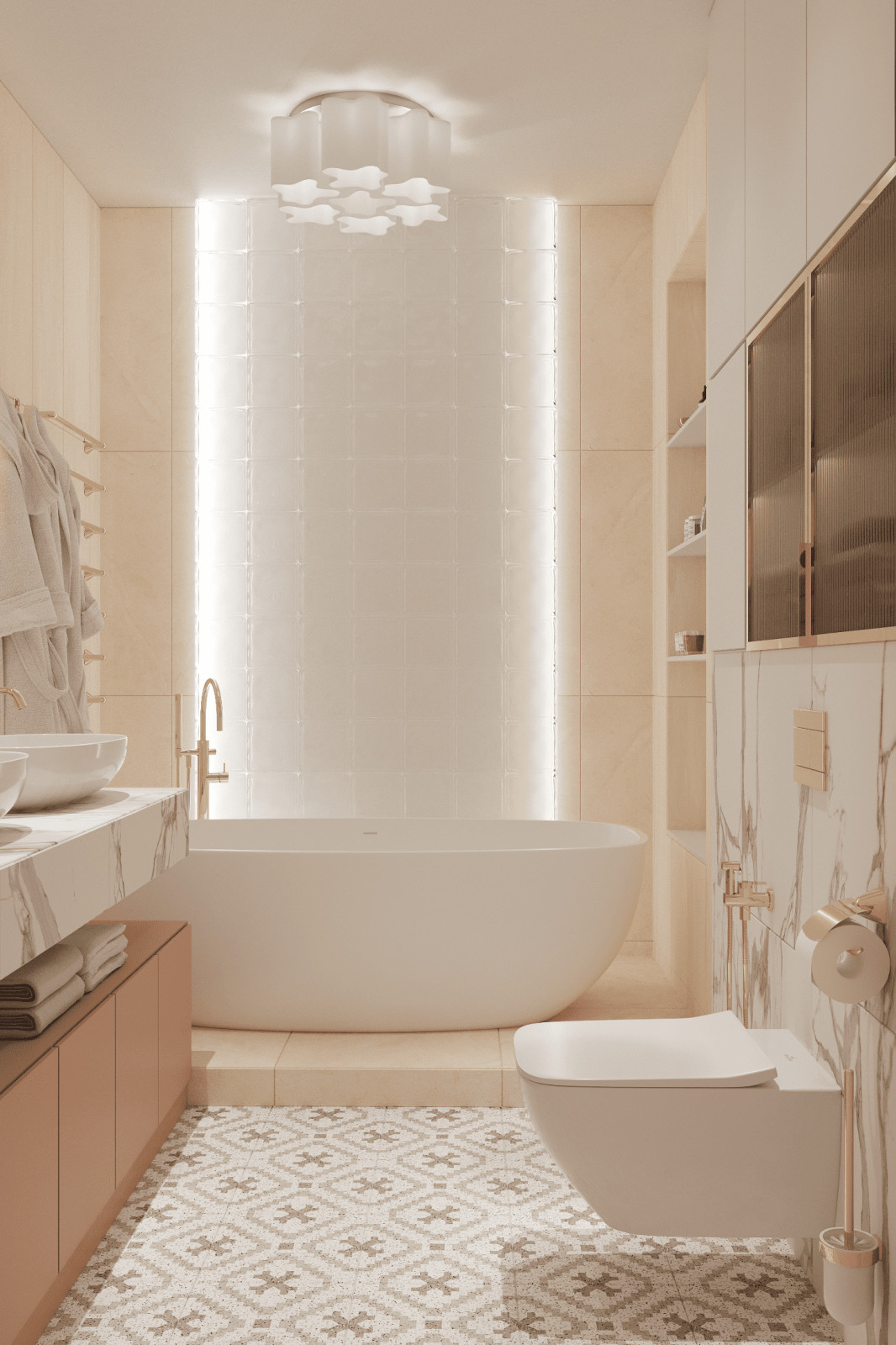 Просторная квартира в нежных оттенках со стильными элементами декора