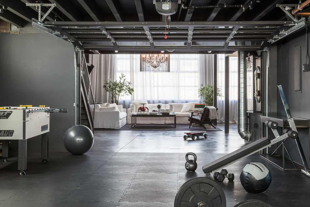 Industrial home gym in San Francisco.