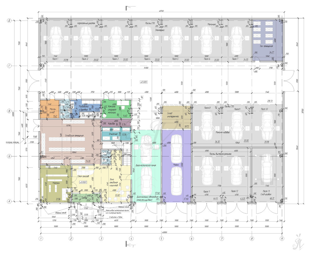 Архитектурно-планировочное решение станции тех. обслуживания