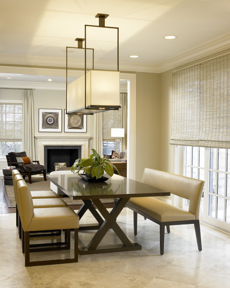 Design ideas for a contemporary dining room in Chicago with beige walls.