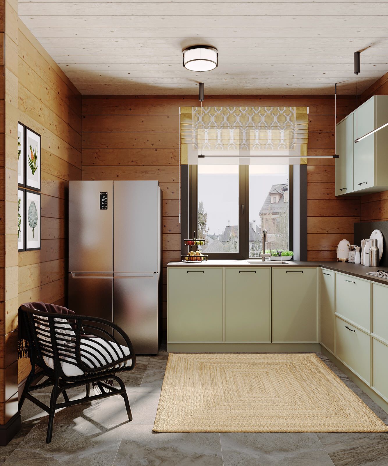 Кухня в загородном доме.