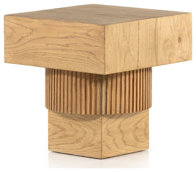 Leland End Table, Honey Oak Transitional Side Tables And End Tables