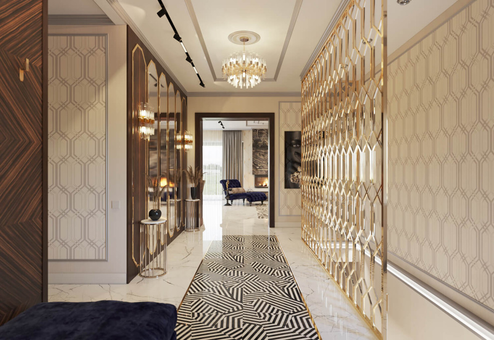 Дизайн интерьера одноэтажного жилого дома в стиле арт-деко