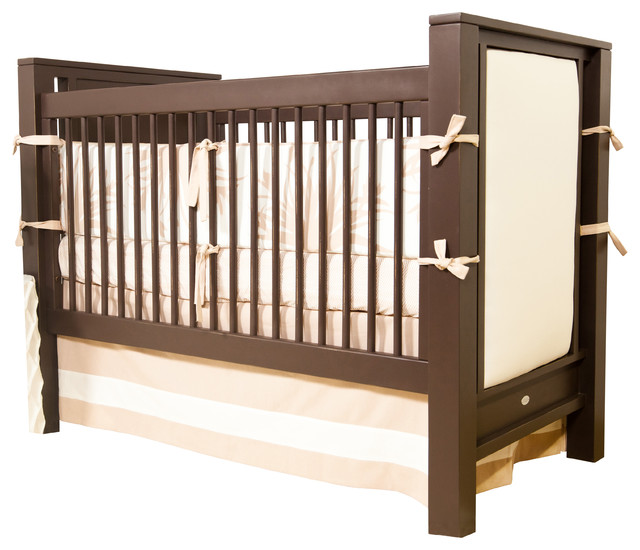 Ricki Crib with Upholstered Panels Contemporary Cribs Orange