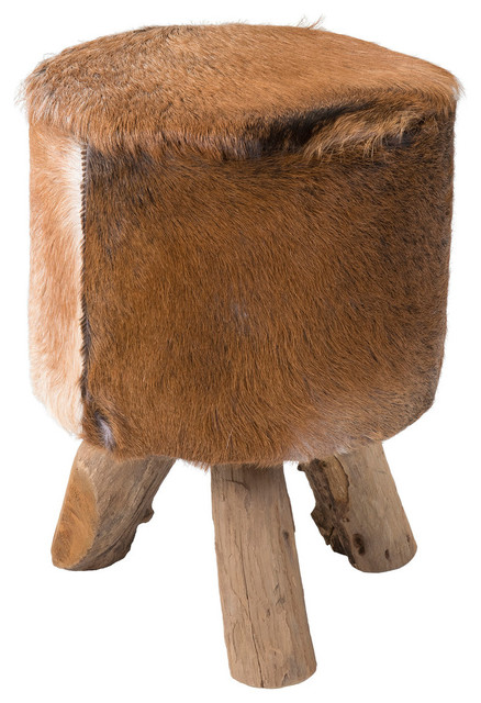 East at Main Nellie Brown Natural Hide Stool