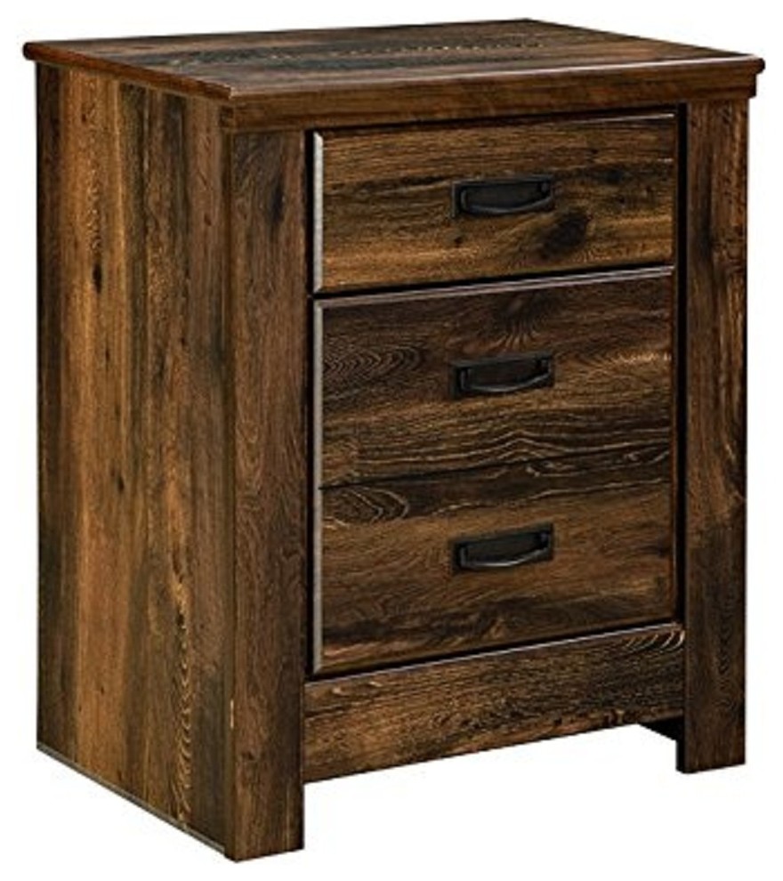 Nightstand With 2 Usb Charging Ports, 2 Drawers, Vintage Casual, Dark
