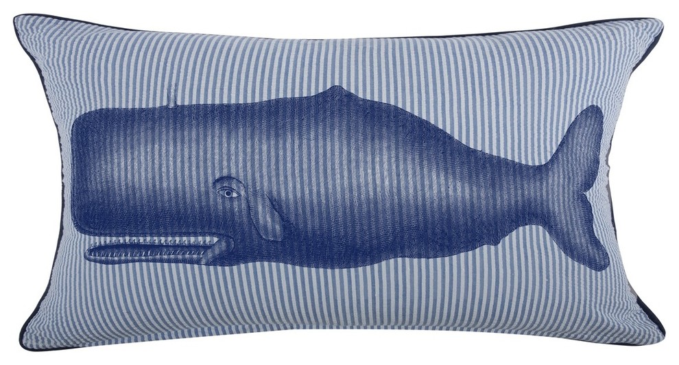 Moby Whale Seersucker Throw Pillow