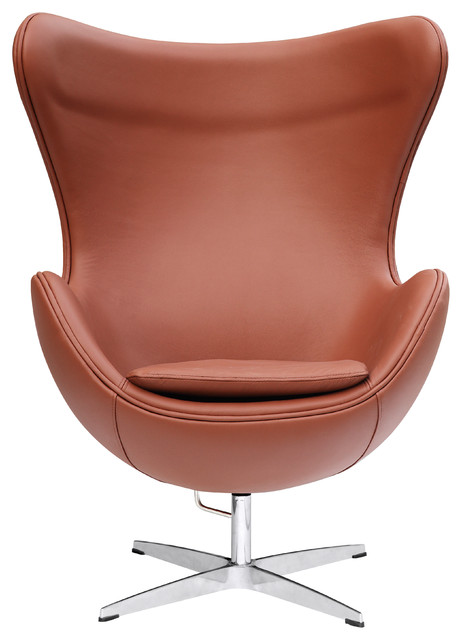 Egg Chair In Leather by Lemoderno, Light Brown Leather