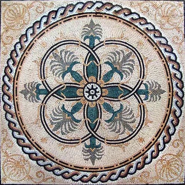 Roman Floral Mosaic Square, Noa - Traditional - Tile Murals - by ...