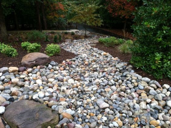 Design ideas for a mid-sized rustic shade backyard gravel landscaping in Baltimore for spring.