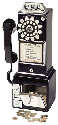 Crosley 1950's Classic Pay Phone - Black