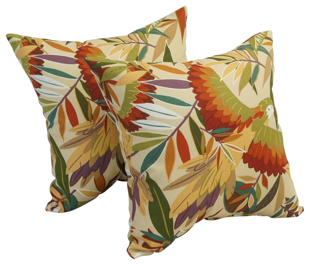 17" Square Polyester Outdoor Throw Pillows, Set of 4, Tucuman Caffe