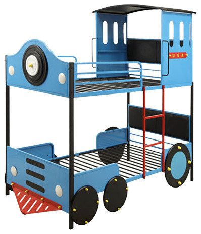 Acme Tobi Twin Bunk Bed Blue And, Train Bunk Bed