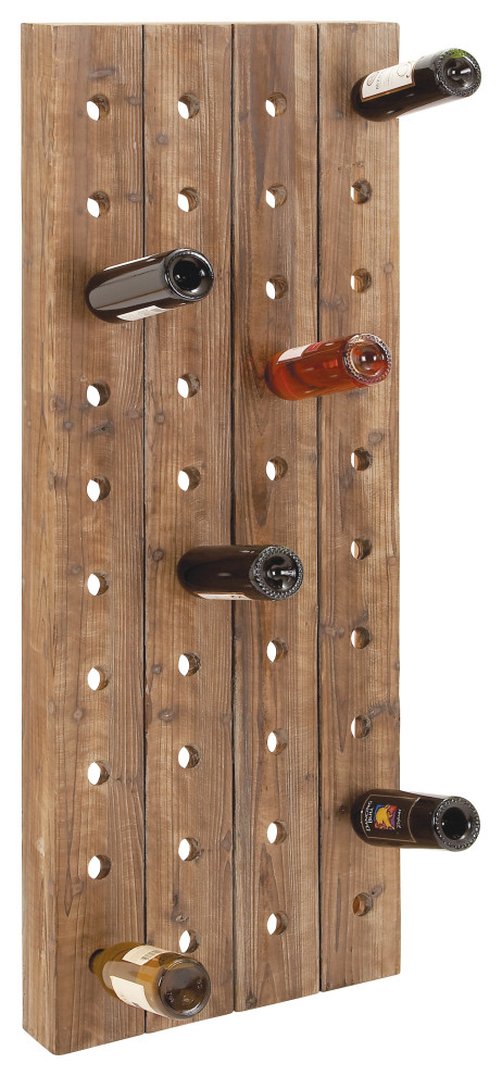 Rustic Brown Wood Wall Wine Rack 55409