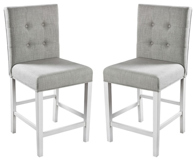 Furniture of America Ronan Antique White Fabric 25Inch Counter Stool