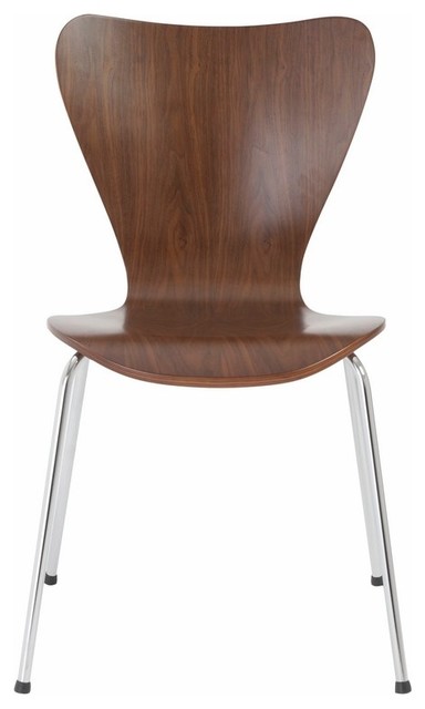 Euro Style Tendy Stacking Chair In American Walnut Euro Style Tendy Stacking Chair In American Walnut With Chrome Legs Set Of 4 Contemporary