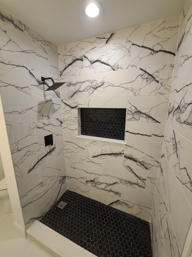 Custom Marbled Tile | Bathroom Design and Build