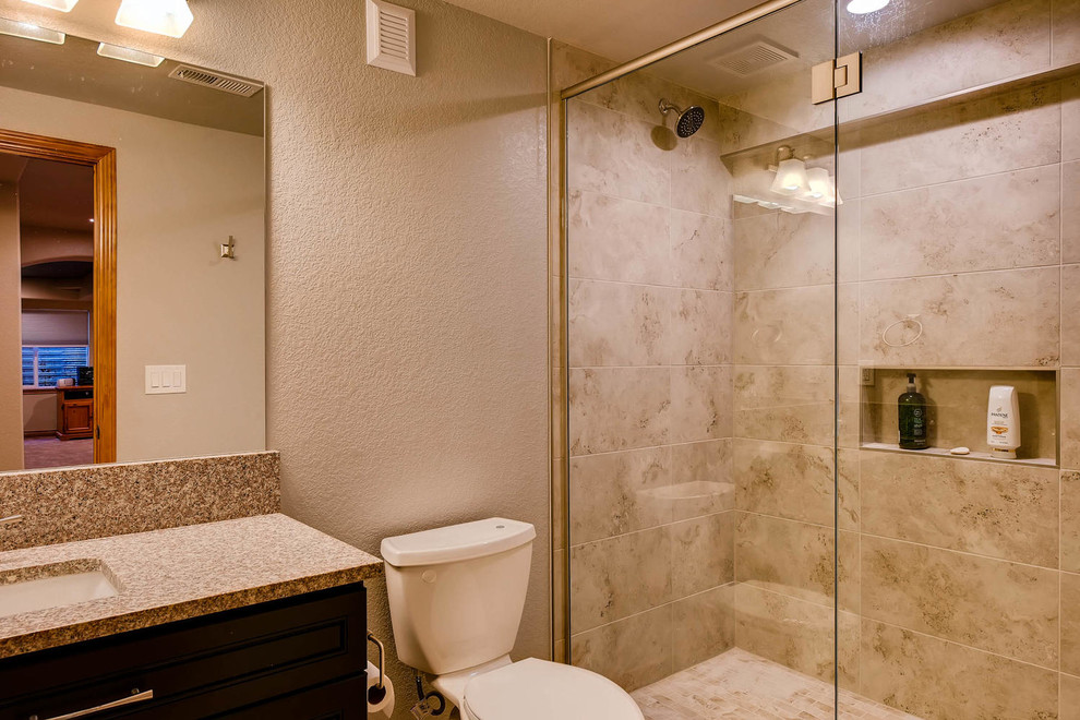 Inspiration for a rustic bathroom remodel in Denver