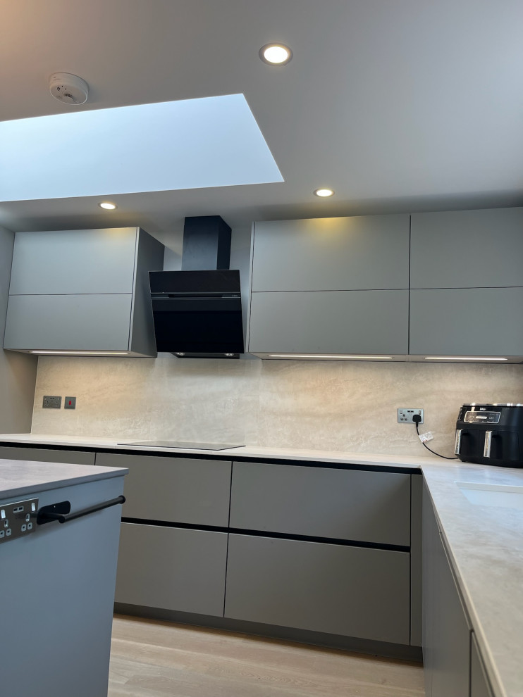 Easy Touch Taupe Modern Handleless Kitchen fitted in Solihull