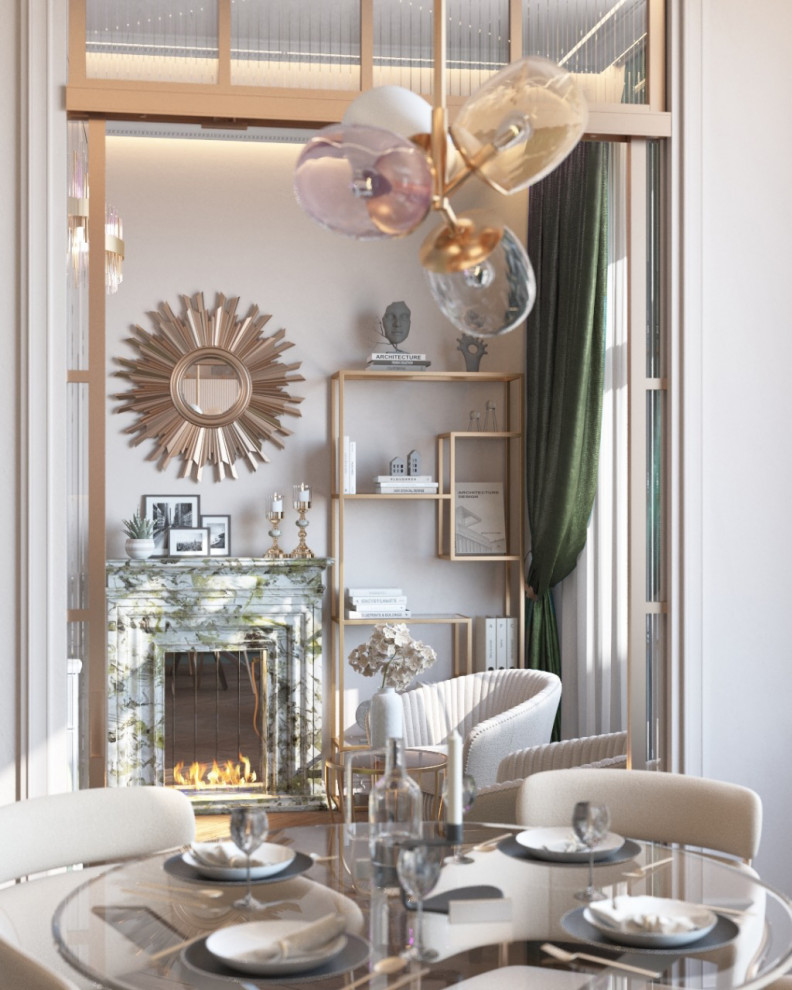 Вид из кухни на гостиную