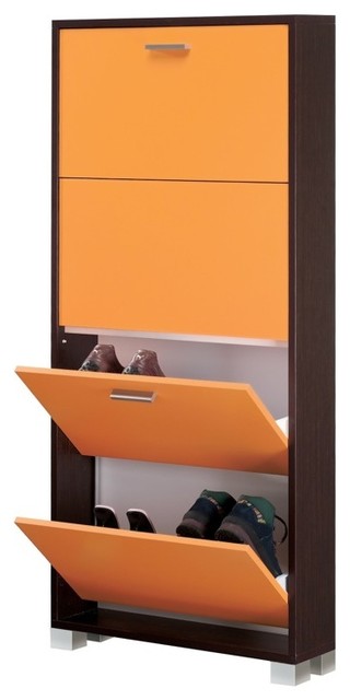 High-End Shoe Rack with Melon Doors and Wenge Base
