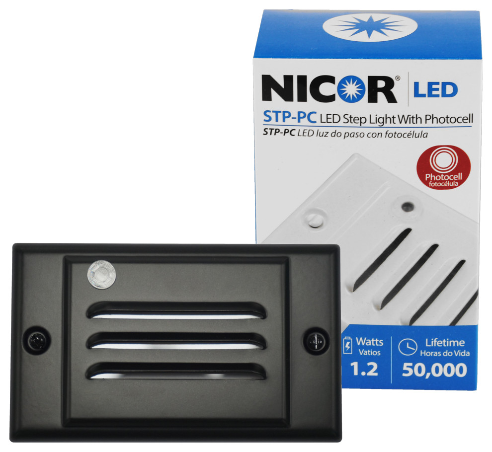NICOR LED Step Light W/ Photocell Sensor/Horizontal Faceplate