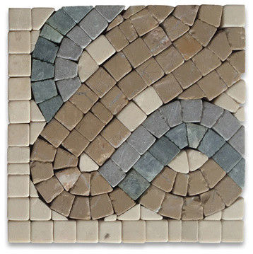Marble Mosaic Border Decorative Tile Triple Rope Verde 4x4 Tumbled, 1 piece