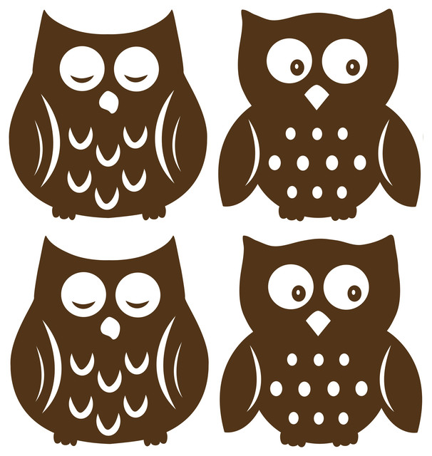 Owl Espresso Silhouettes Wall Decal Contemporary Wall Decals by