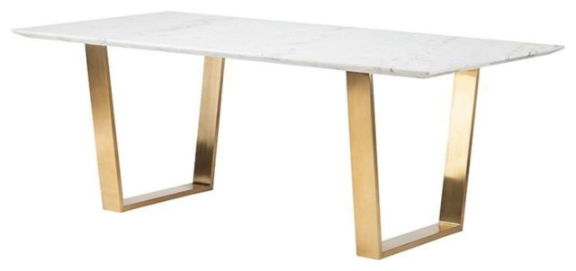 Bertrand Dining Table White Brushed Gold