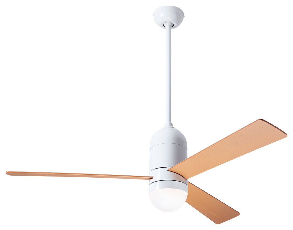 Cirrus DC Fan, Gloss White Finish, 50" Maple Blades, 17W LED Contemporary Ceiling Fans by