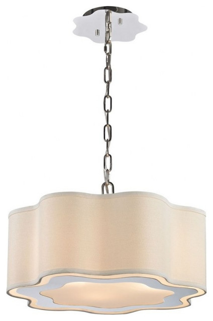 Polished Nickel-Polished Stainless Steel Finish Chandelier - 3-Light Luxe-Glam