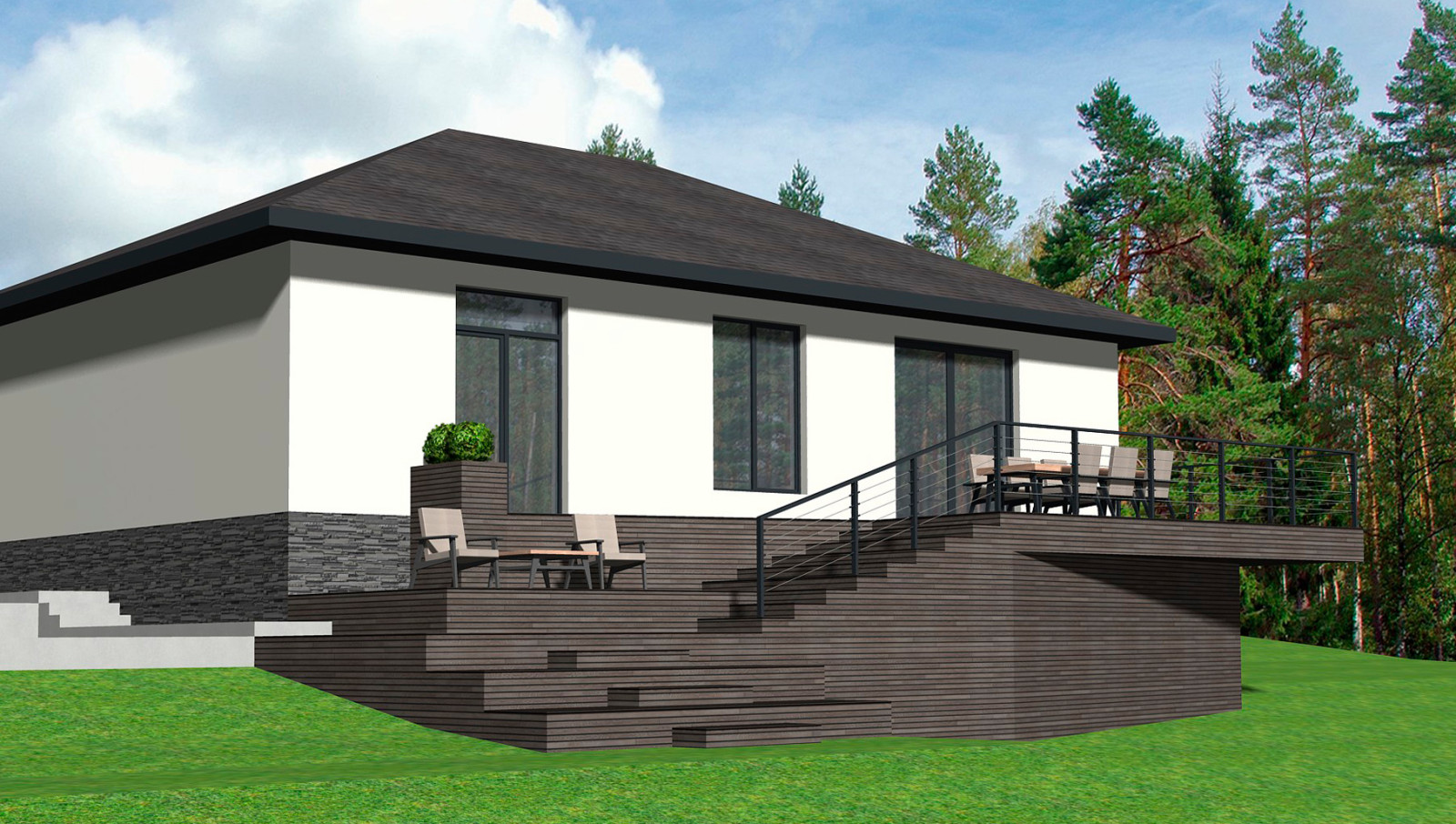 Проект пристройки террасы в современном стиле