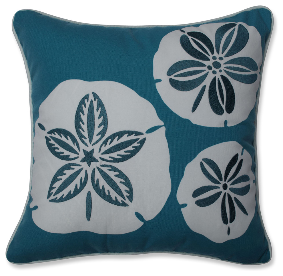 Outdoor/Indoor Sassy Sand Dollars Teal Outdoor/Indoor Throw Pillow