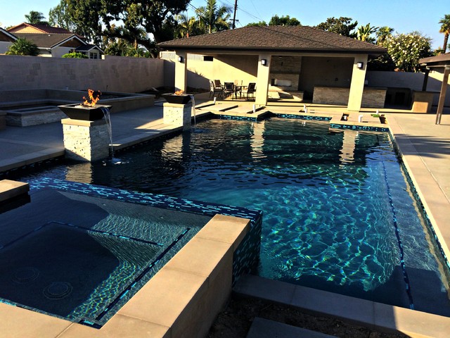 Modern Pool Orange County Moder Pool, Spa, Outdoor Cabana and Kitchen modern-pool